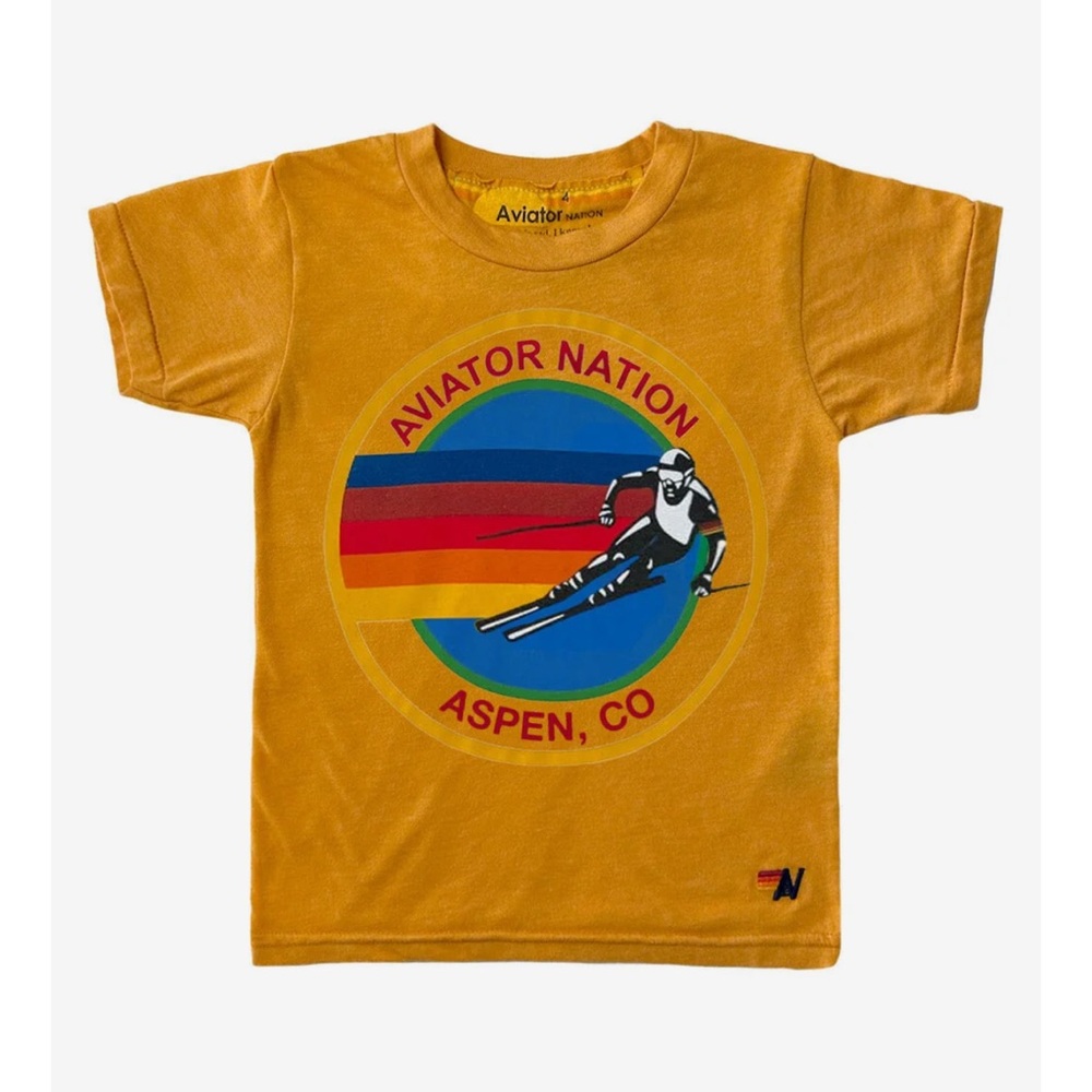 Aviator Nation Kids Mustard Ski Graphic Tee